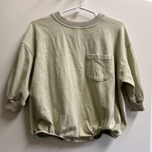 DOMI Baby Sage Green Oversized Long Sleeve Romper size 6-12 months